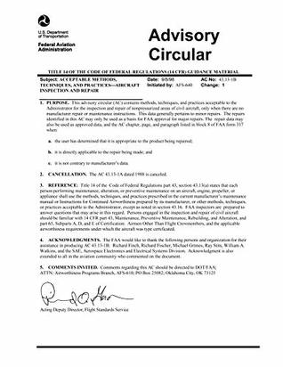 Download Aircraft Inspection, Repair & Alterations: Acceptable Methods, Techniques & Practices (FAA AC 43.13-1B and 43.13-2B) - Federal Aviation Administration file in PDF